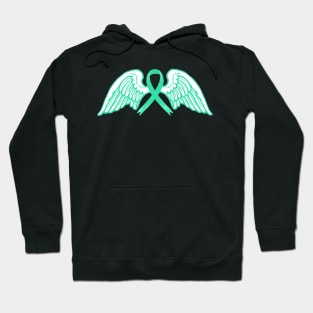 Teal Awareness Ribbon with Angel Wings 2 Hoodie